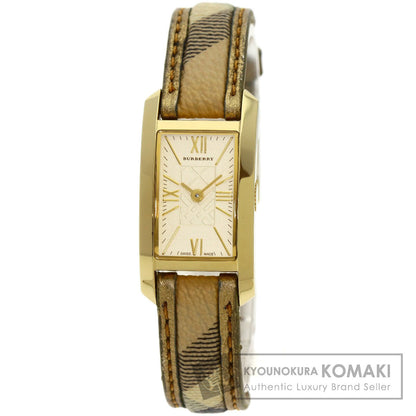 BURBERRY Square Watches BU1074 Gold Plated/Leather Ladies