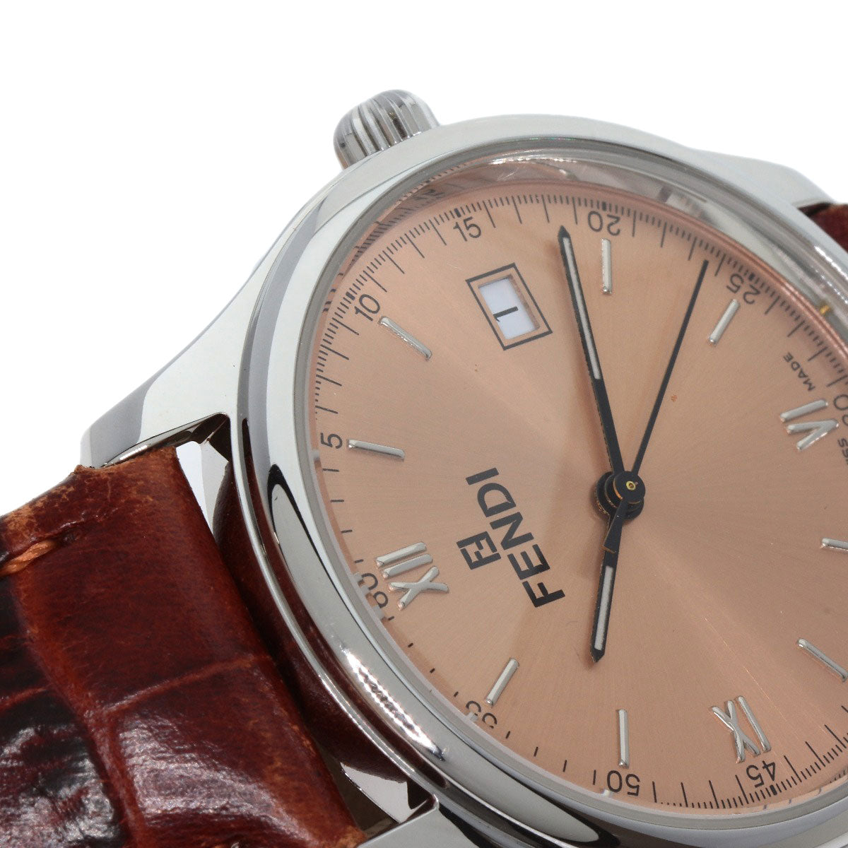 FENDI Round face Watches 210G Stainless Steel/Leather Ladies