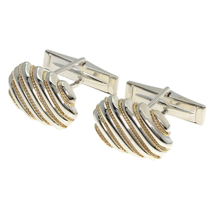 TIFFANY&Co.   cuffs Stripe Two-Tone  Silver 18K Yellow Goldmens