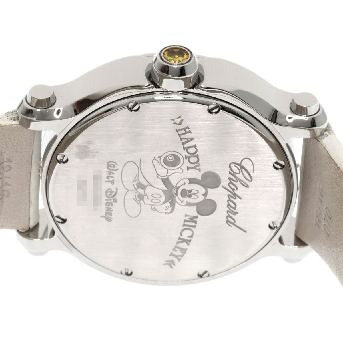 Chopard Happy Mickey Ruby Sapphire Black Diamond Watches 27/8509 Stainless Steel/Leather Ladies