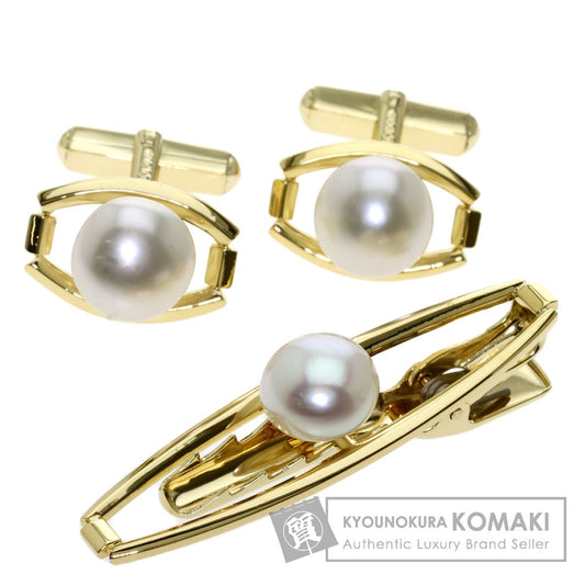 MIKIMOTO   Tie pin Akoya Pearl Cufflinks Set K18 Yellow Gold K14 Yellow Goldmens