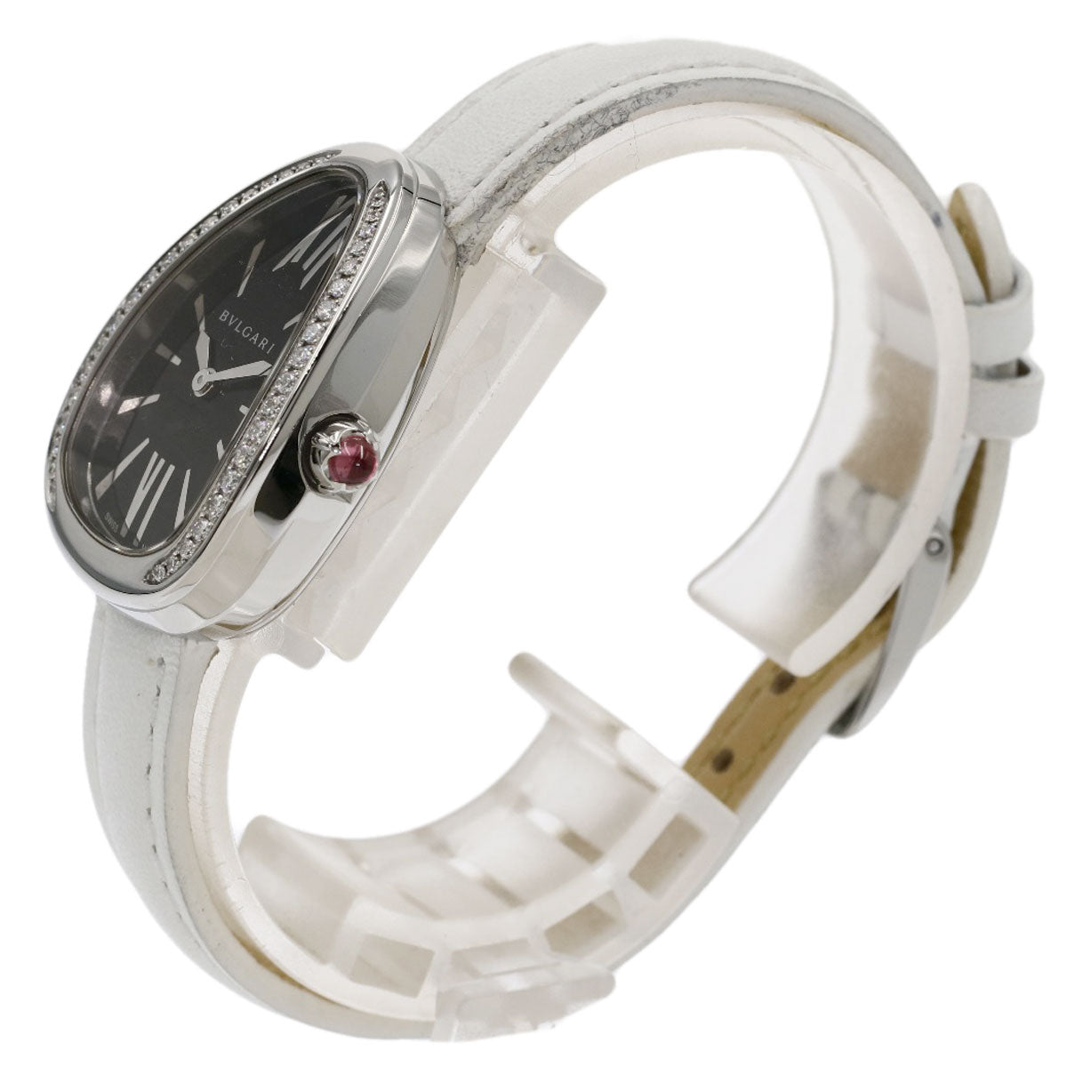 BVLGARI Serpenti BezelDiamond Watches SP32BSDL Stainless Steel/Leather Ladies