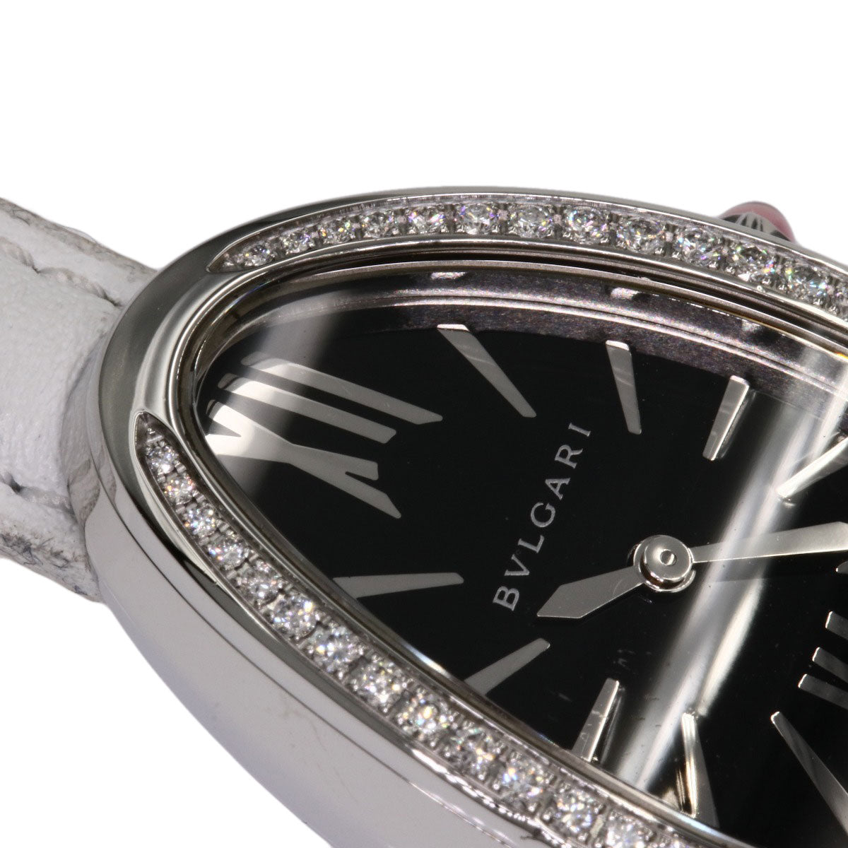 BVLGARI Serpenti BezelDiamond Watches SP32BSDL Stainless Steel/Leather Ladies