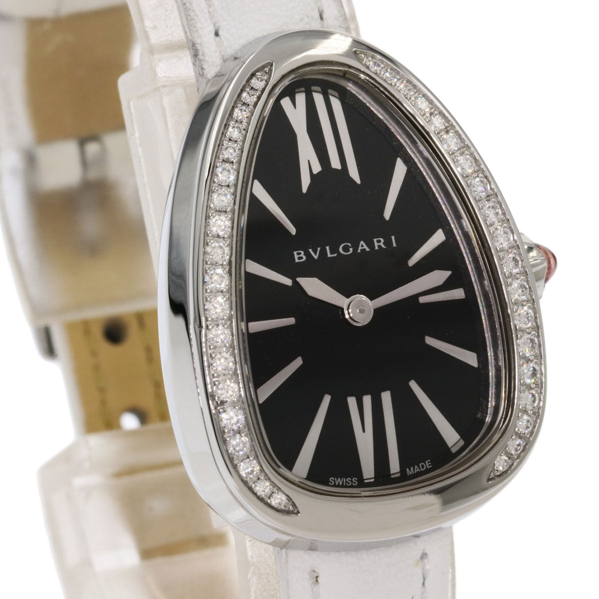 BVLGARI Serpenti BezelDiamond Watches SP32BSDL Stainless Steel/Leather Ladies