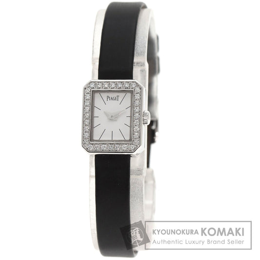 PIAGET Mini Protocol DiamondBezel Watches G0A34502 P10691 K18 White Gold/Leather Ladies