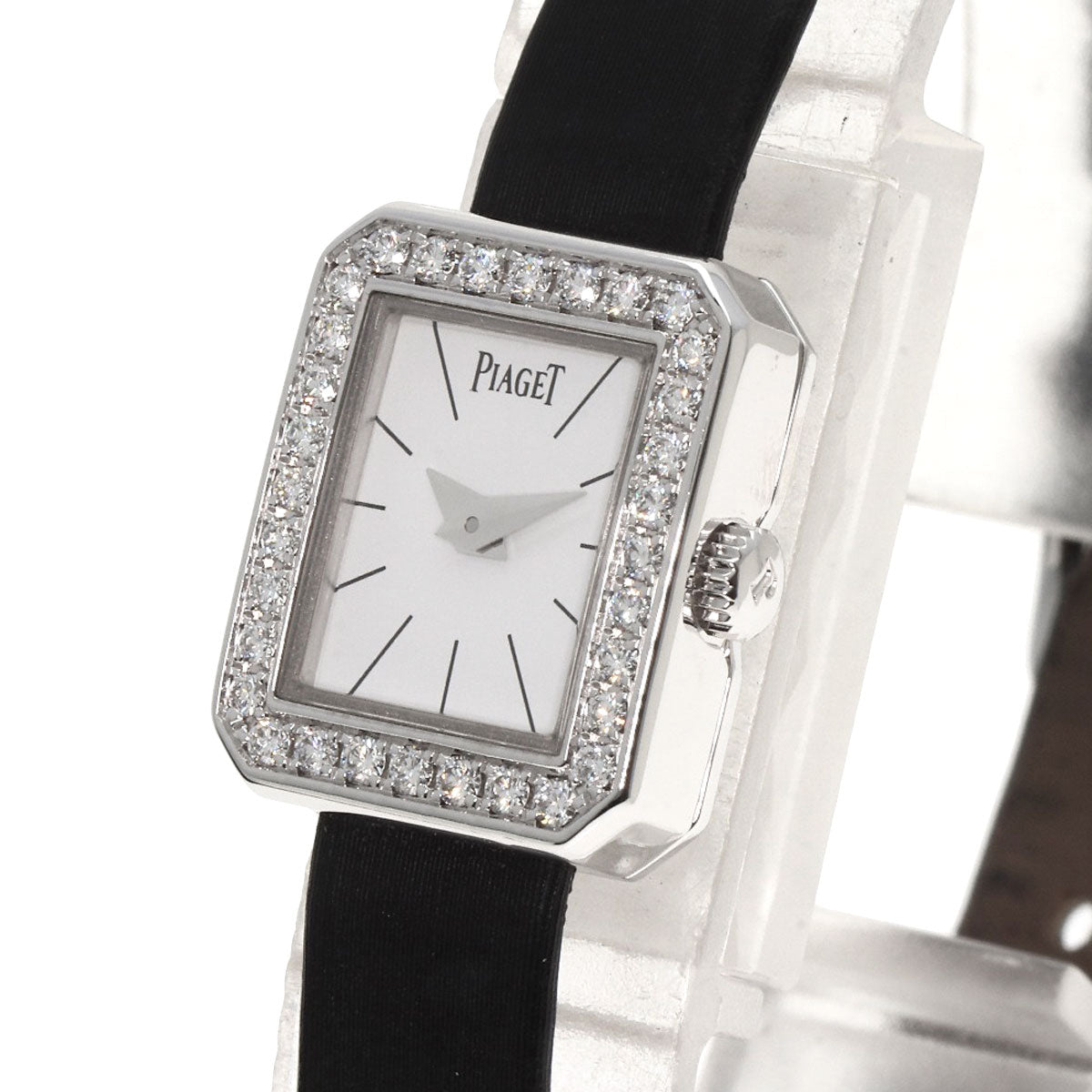 PIAGET Mini Protocol DiamondBezel Watches G0A34502 P10691 K18 White Gold/Leather Ladies