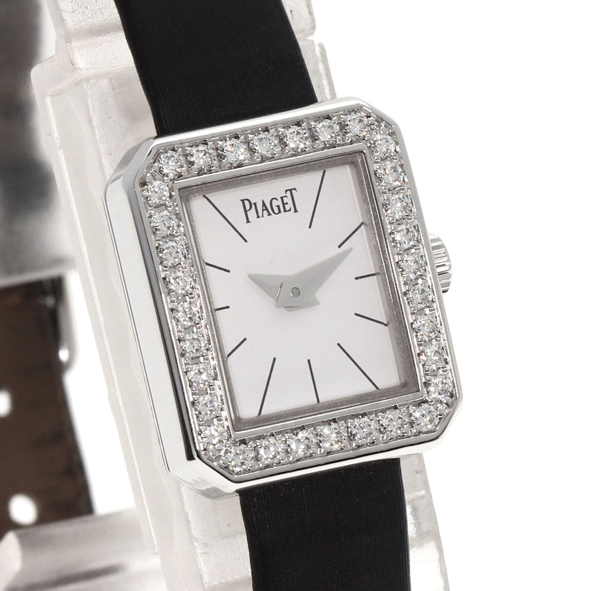 PIAGET Mini Protocol DiamondBezel Watches G0A34502 P10691 K18 White Gold/Leather Ladies