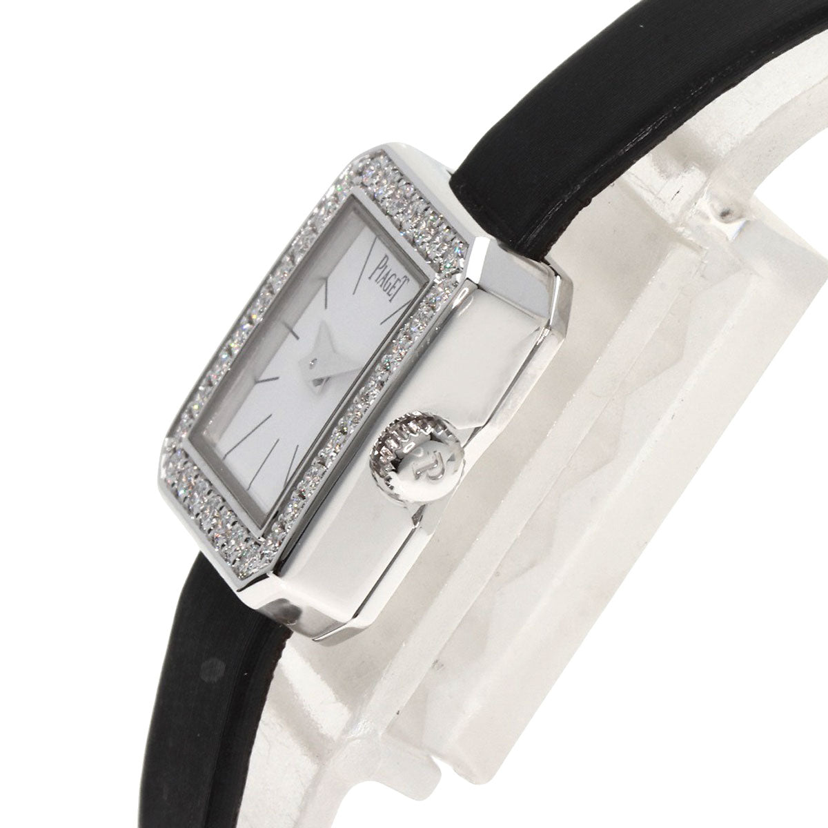 PIAGET Mini Protocol DiamondBezel Watches G0A34502 P10691 K18 White Gold/Leather Ladies