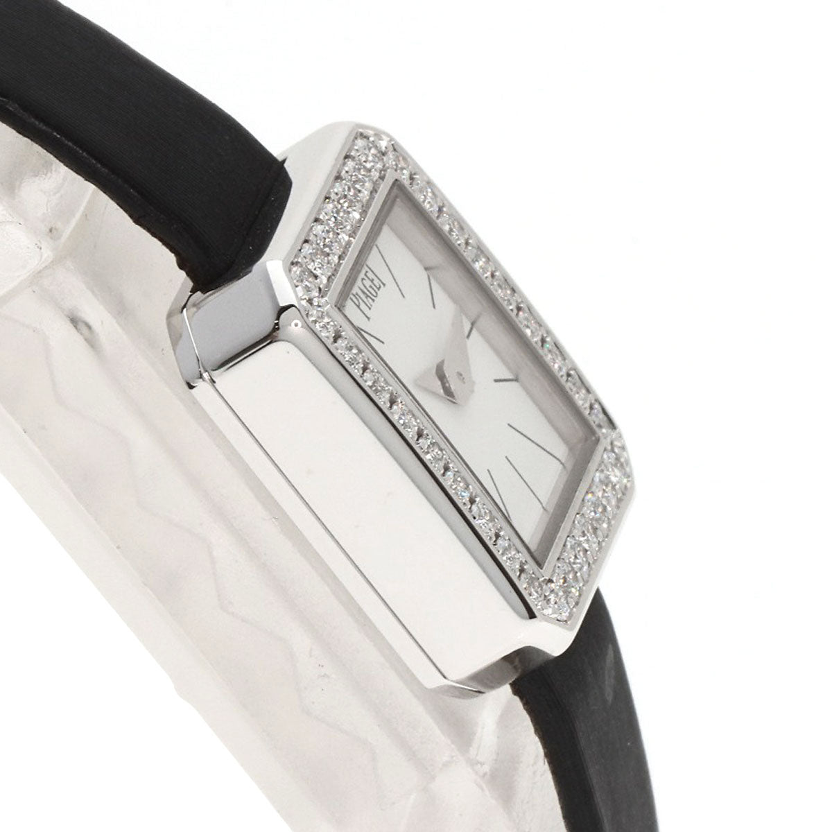 PIAGET Mini Protocol DiamondBezel Watches G0A34502 P10691 K18 White Gold/Leather Ladies