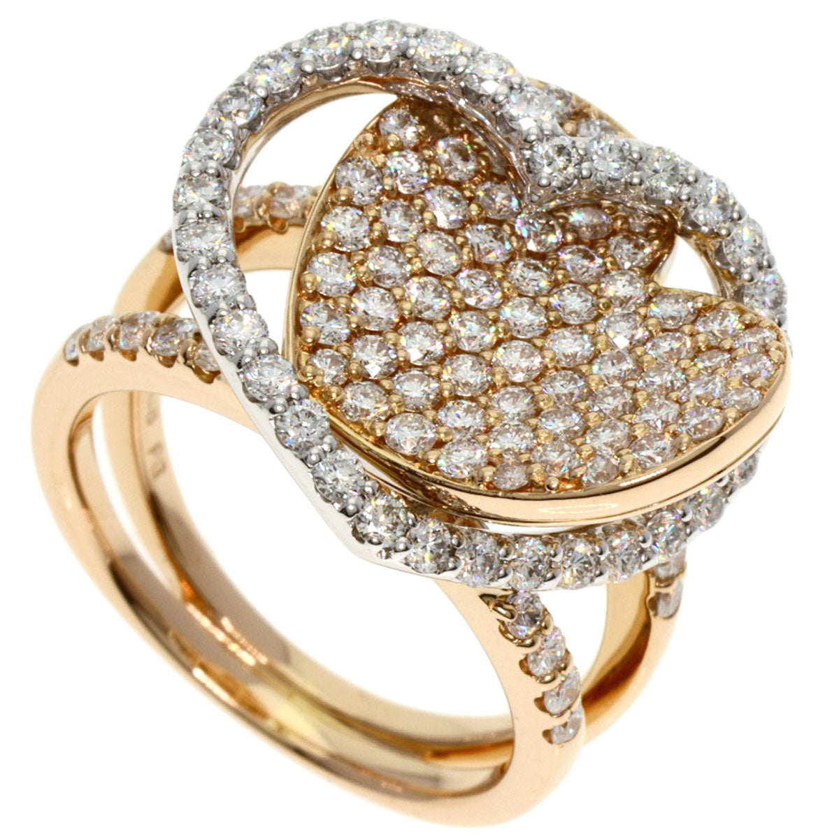 Ponte Vecchio   Ring Heart Diamond K18 Pink Gold K18 White GoldLadies