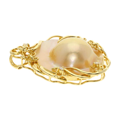 Mabe Pearl Pearl Pendant top K18 Yellow Gold  8.4g　Ladies