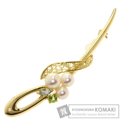 TASAKI   Brooch Akoya Pearl Pearl Peridot Blue Topaz K18 Yellow Gold Ladies