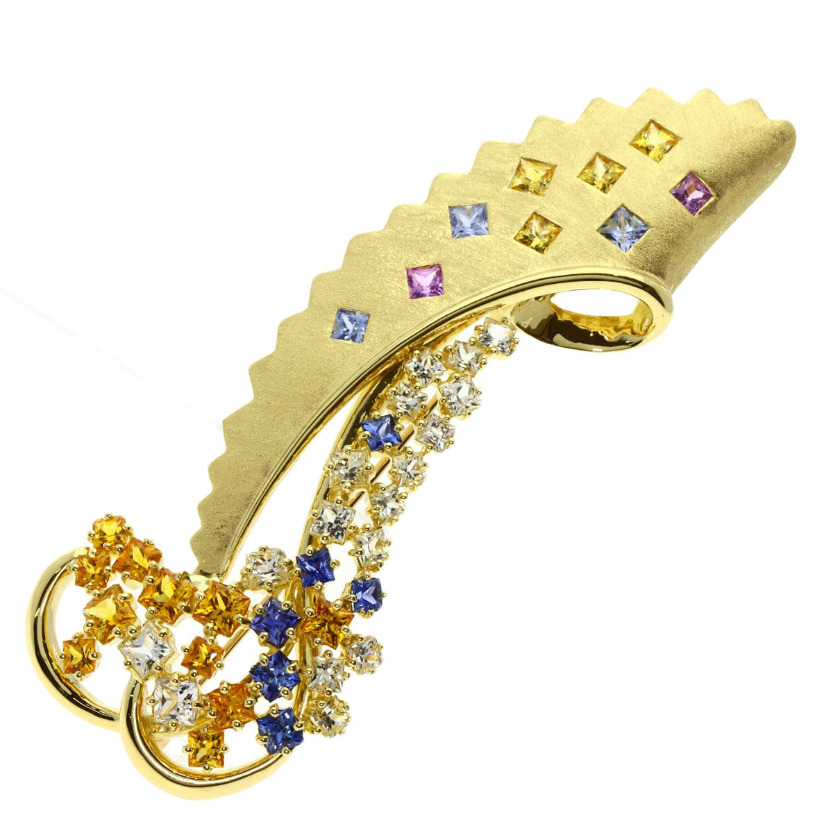 Jeunet   Brooch sapphire K18 Yellow Gold Ladies