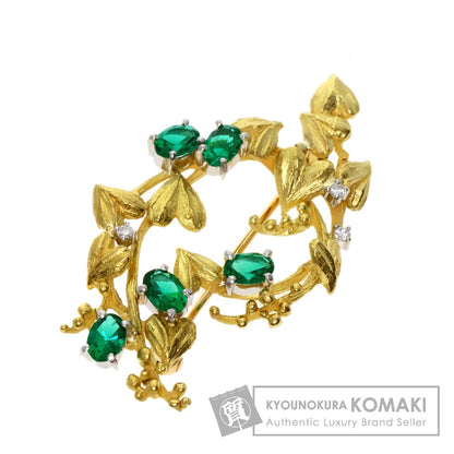 IWAKURA KOJI   Brooch Emerald Diamond Platinum PT900 18K Yellow GoldLadies