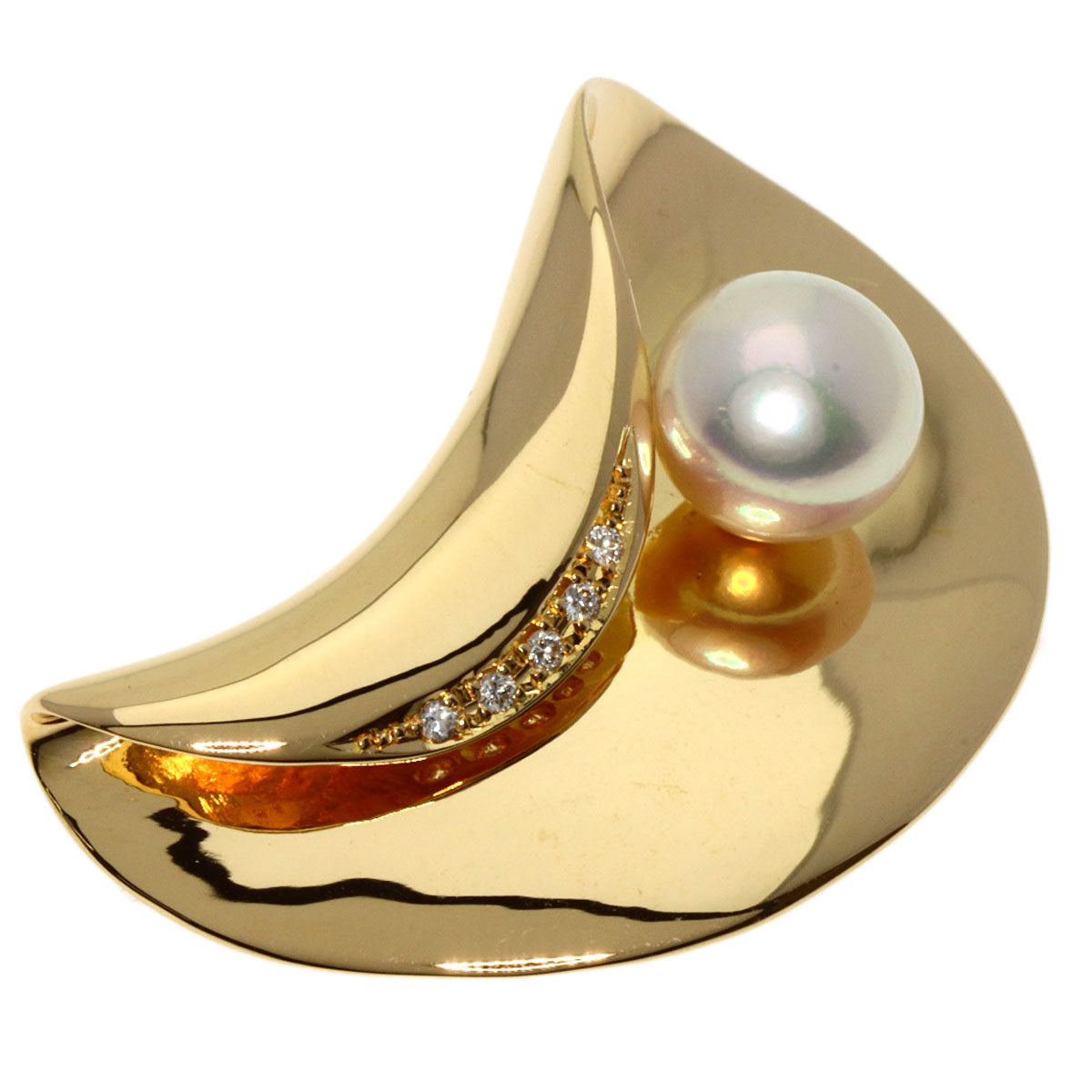 TASAKI   Brooch Akoya Pearl Pearl Diamond K18 Yellow Gold Ladies