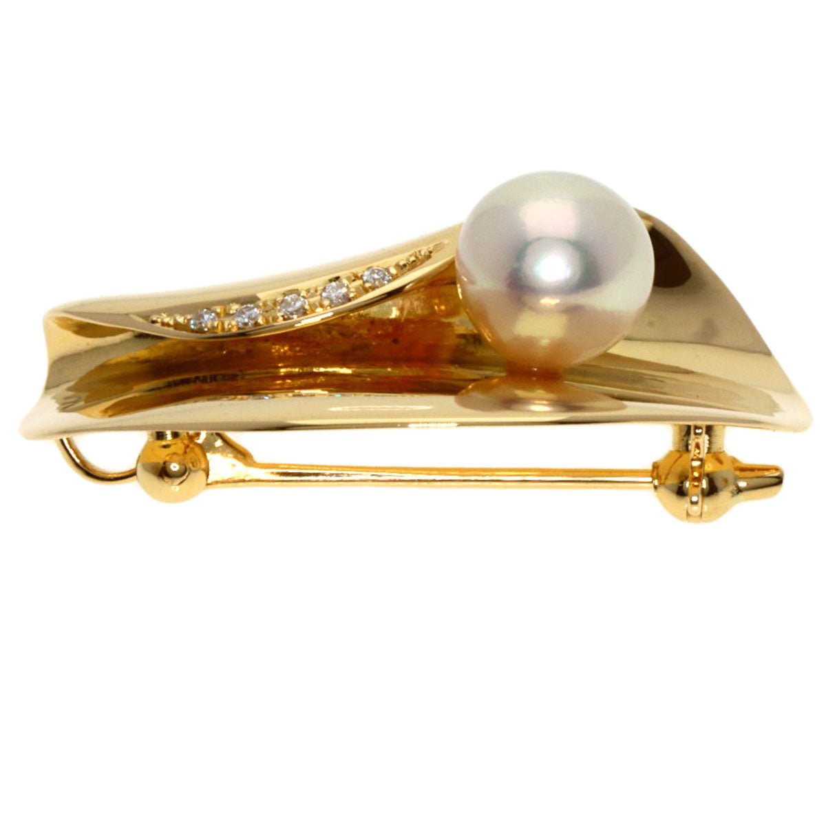 TASAKI   Brooch Akoya Pearl Pearl Diamond K18 Yellow Gold Ladies