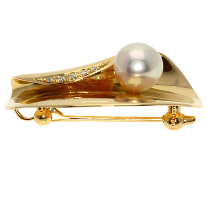 TASAKI   Brooch Akoya Pearl Pearl Diamond K18 Yellow Gold Ladies