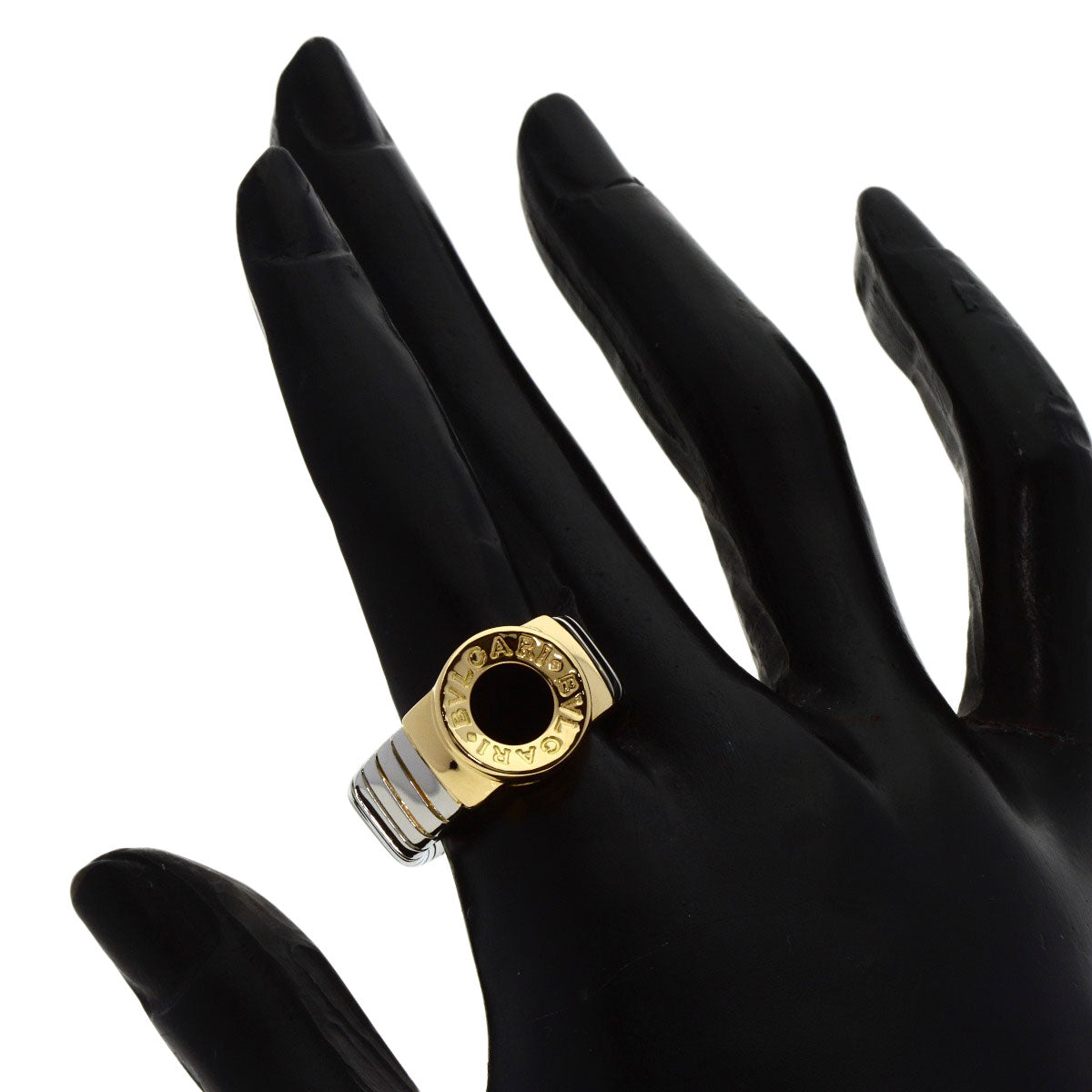 BVLGARI   Ring BVLGARI BVLGARI Tubogas Onyx K18 Yellow Gold Stainless SteelLadies