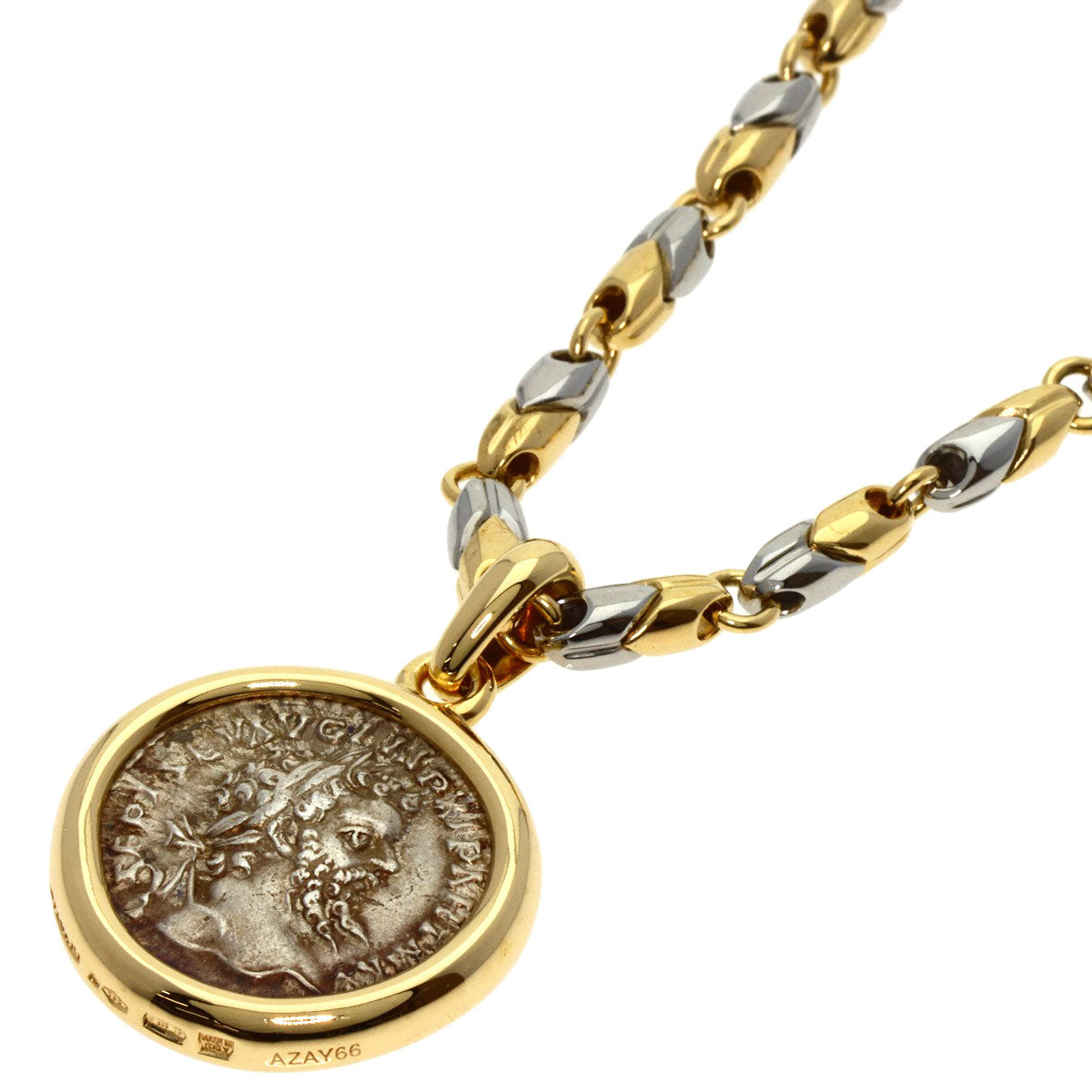 BVLGARI   Necklace Monete antique coin K18 Yellow Gold Stainless SteelLadies