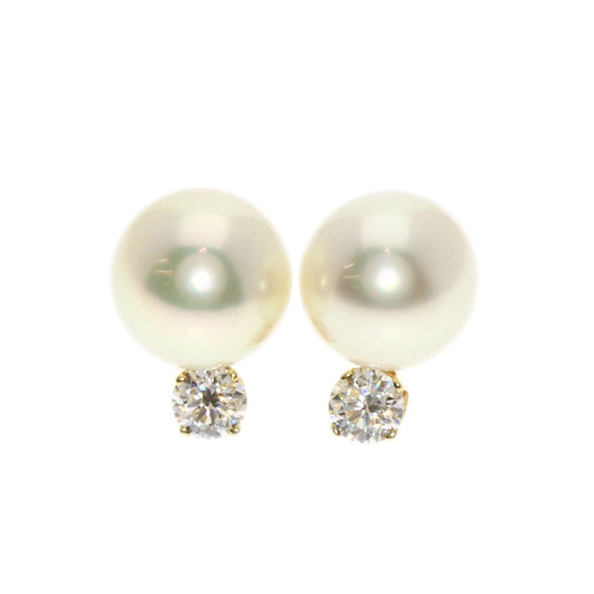 TIFFANY&Co.   earring Pearl Pearl Diamond K18 Yellow Gold Ladies