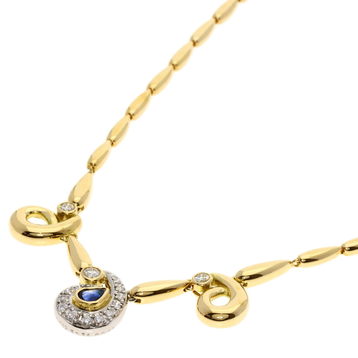 GHERARDINI   Necklace Sapphire Diamond Platinum PT900 18K Yellow GoldLadies