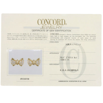 Concord   Earring Ribbon motif Diamond K18 Yellow Gold Ladies