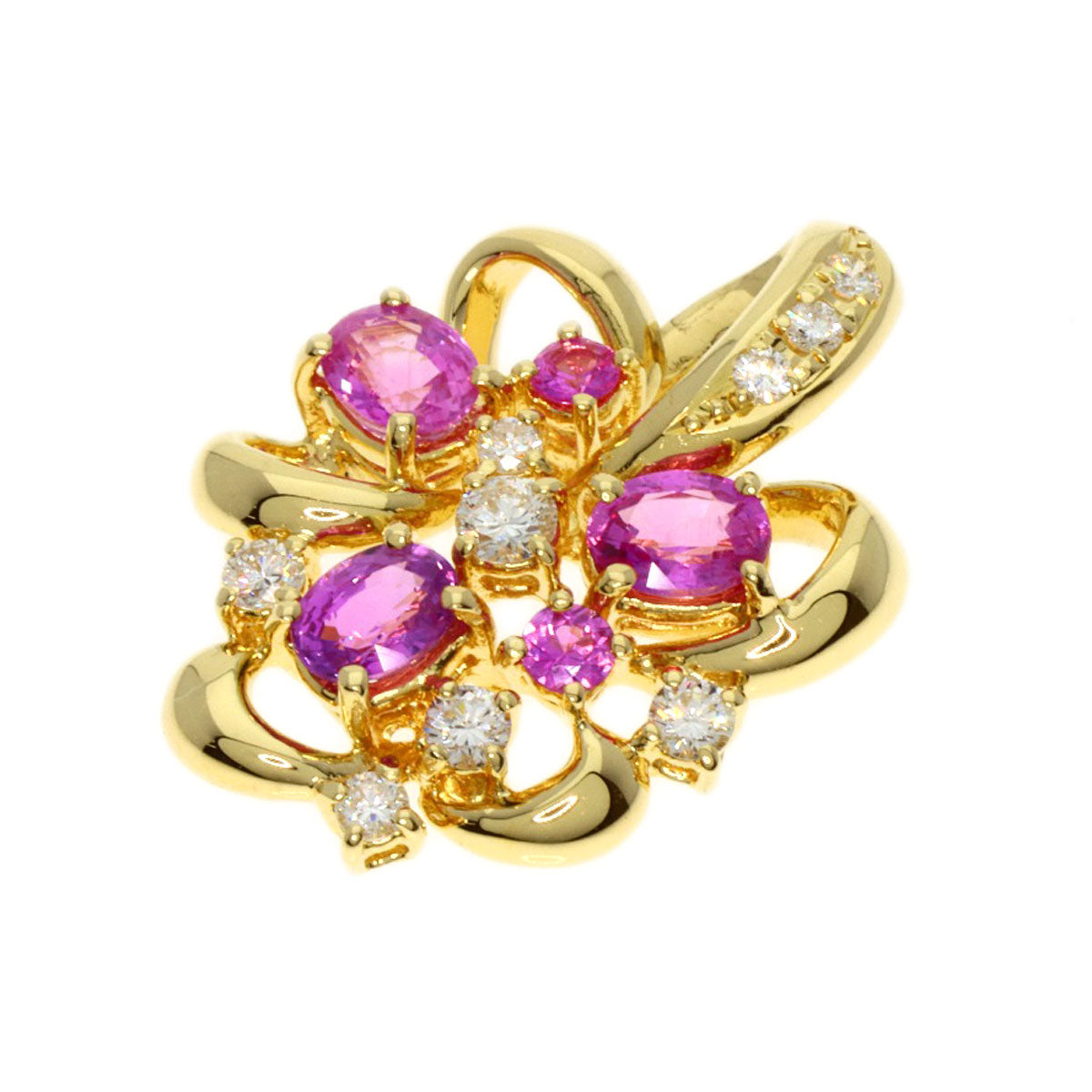 TASAKI   Pendant top Pink Sapphire Diamond K18 Yellow Gold Ladies