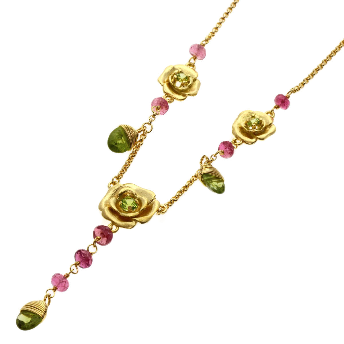 TOUS   Necklace Multi-colored stone K18 Yellow Gold Ladies