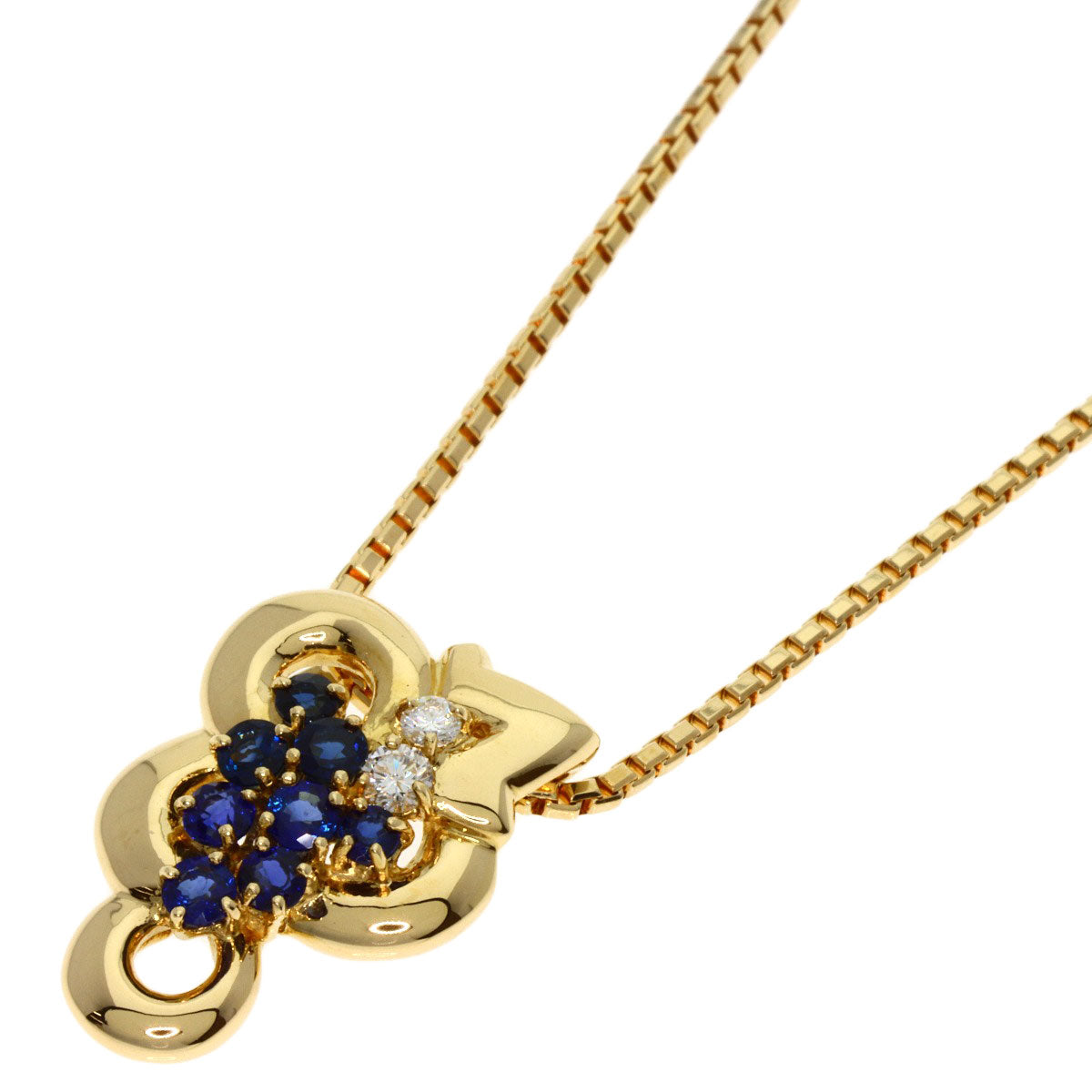 POLA   Necklace Grape Motif Sapphire Diamond K18 Yellow Gold Ladies