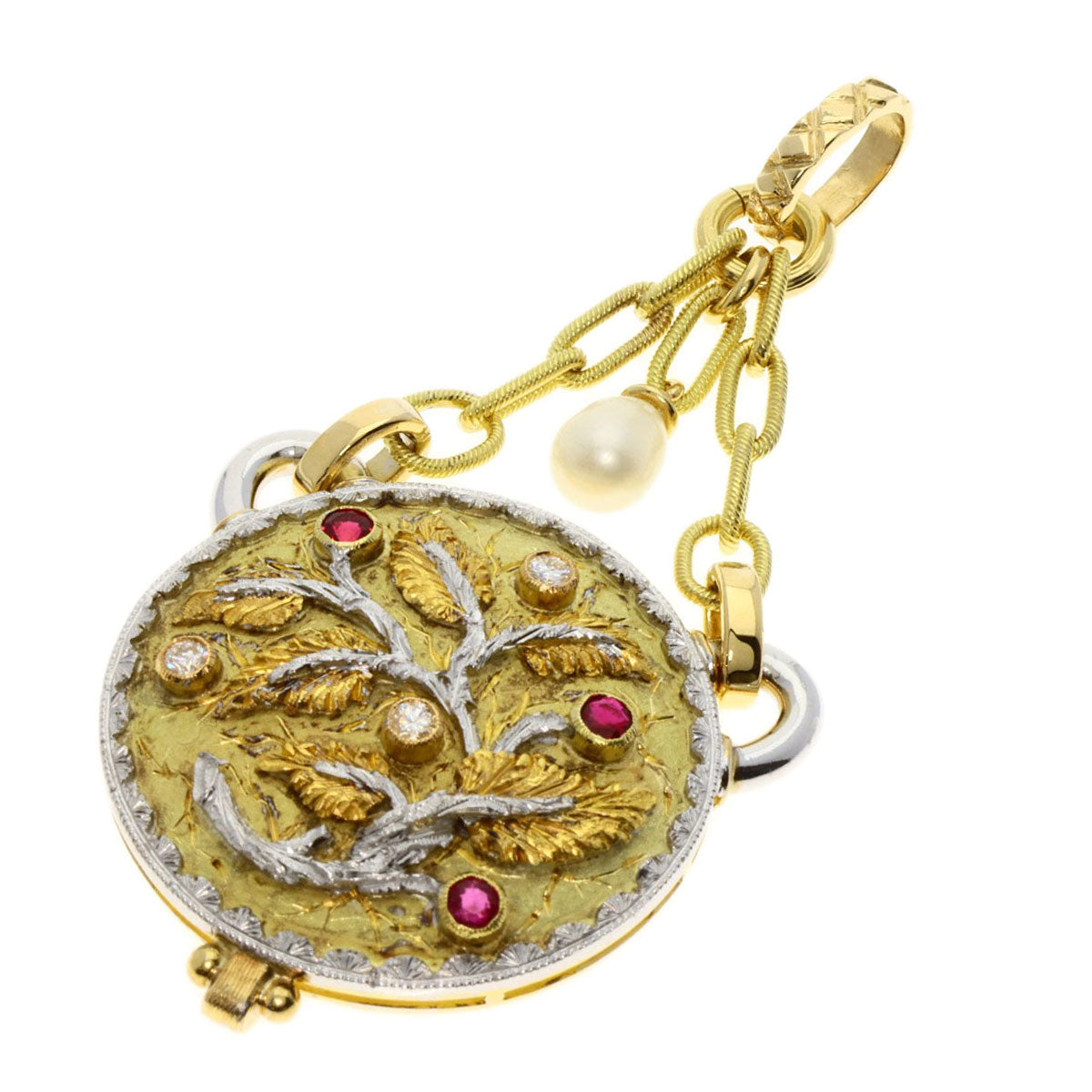 CAZZANIGA   Pendant top Ruby Diamond Pearl Pearl K18 Yellow Gold K18 White GoldLadies