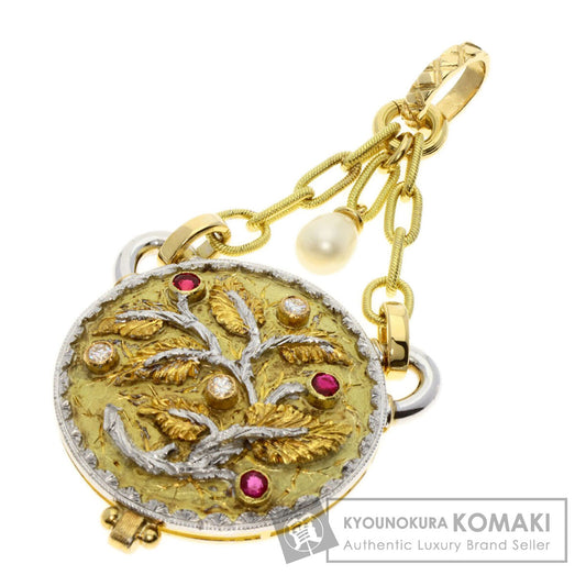 CAZZANIGA   Pendant top Ruby Diamond Pearl Pearl K18 Yellow Gold K18 White GoldLadies