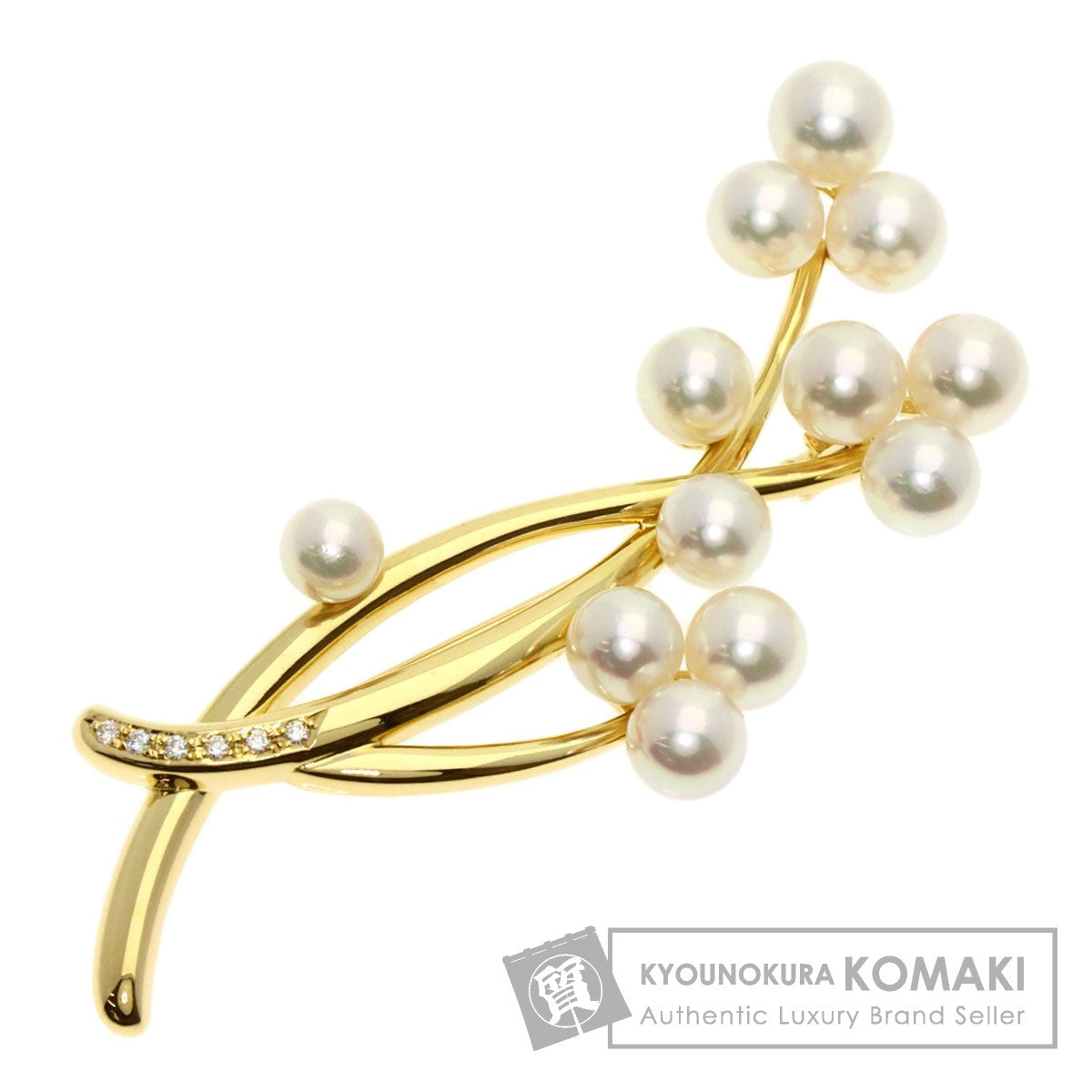 TASAKI   Brooch Akoya Pearl Pearl Diamond K18 Yellow Gold Ladies