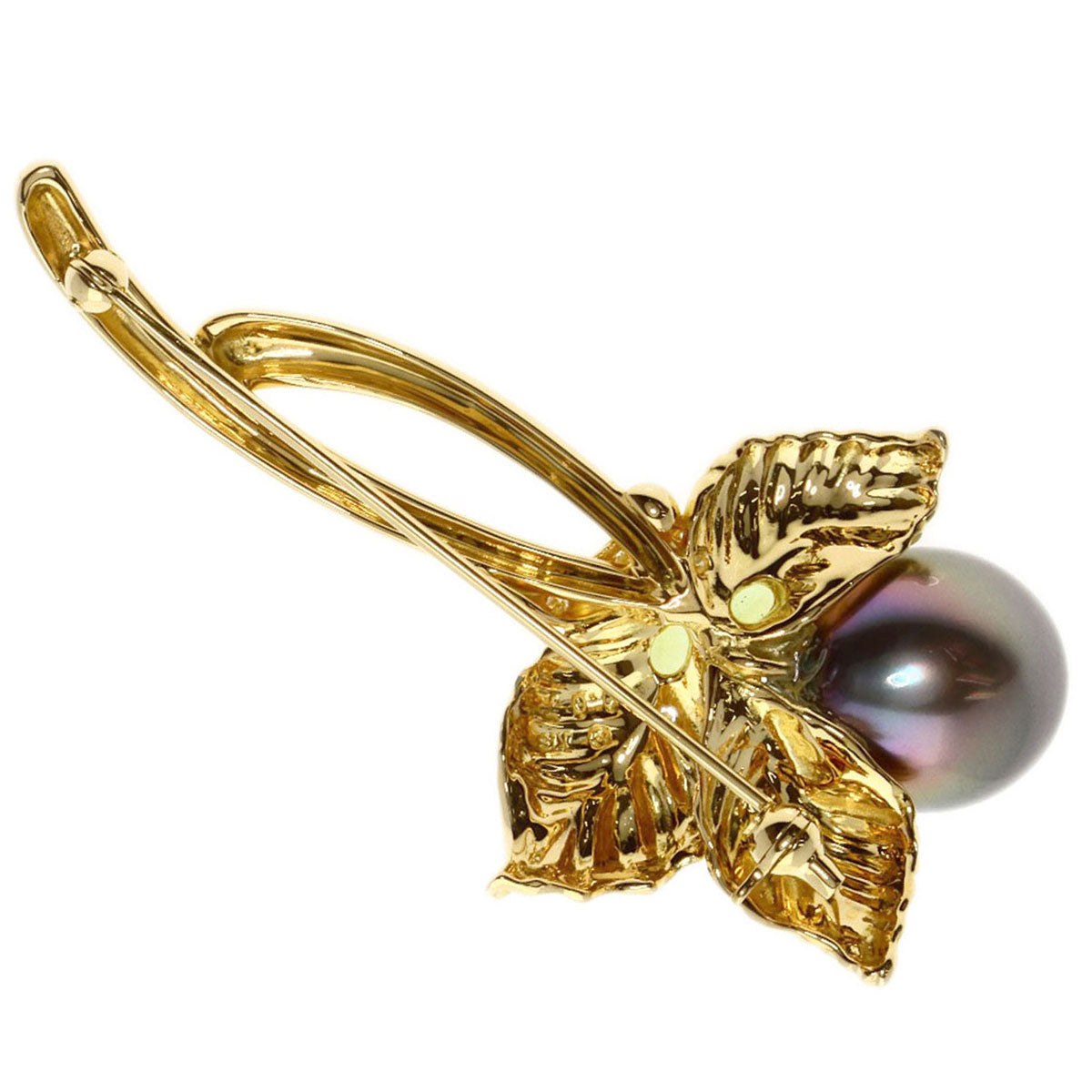 TASAKI   Brooch South Sea Black Pearl Pearl Garnet Peridot Diamond K18 Yellow Gold Ladies