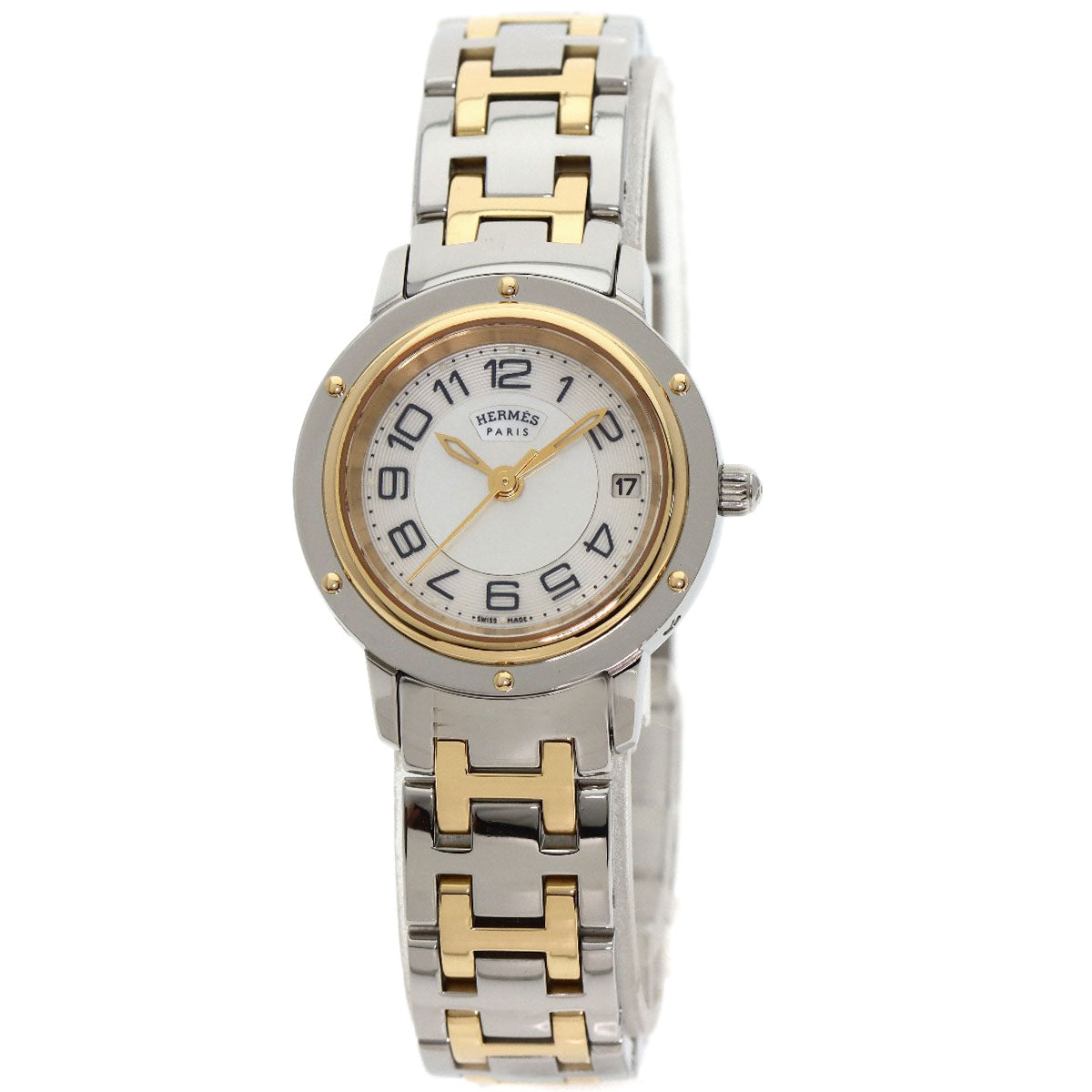 HERMES Clipper Classic Nacre Watches CP1.220 Stainless Steel/SSxGP Ladies