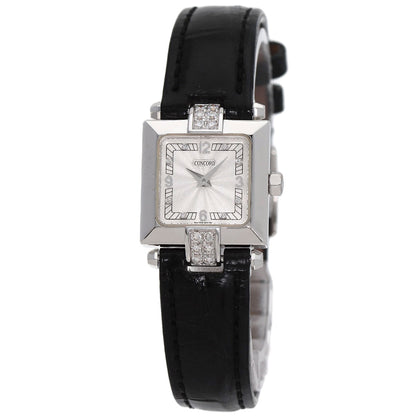 Concord Square Face Diamond Watches 61-25-572 K18 White Gold/Leather Ladies