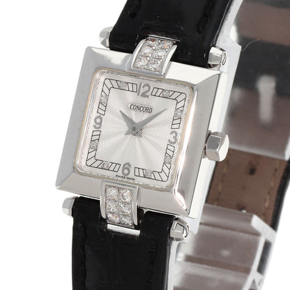 Concord Square Face Diamond Watches 61-25-572 K18 White Gold/Leather Ladies