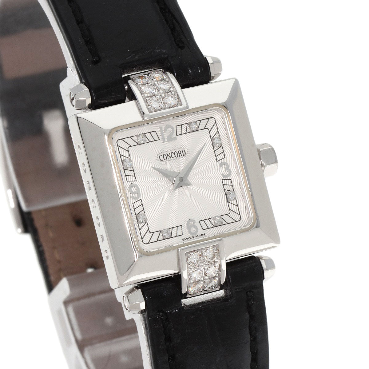 Concord Square Face Diamond Watches 61-25-572 K18 White Gold/Leather Ladies