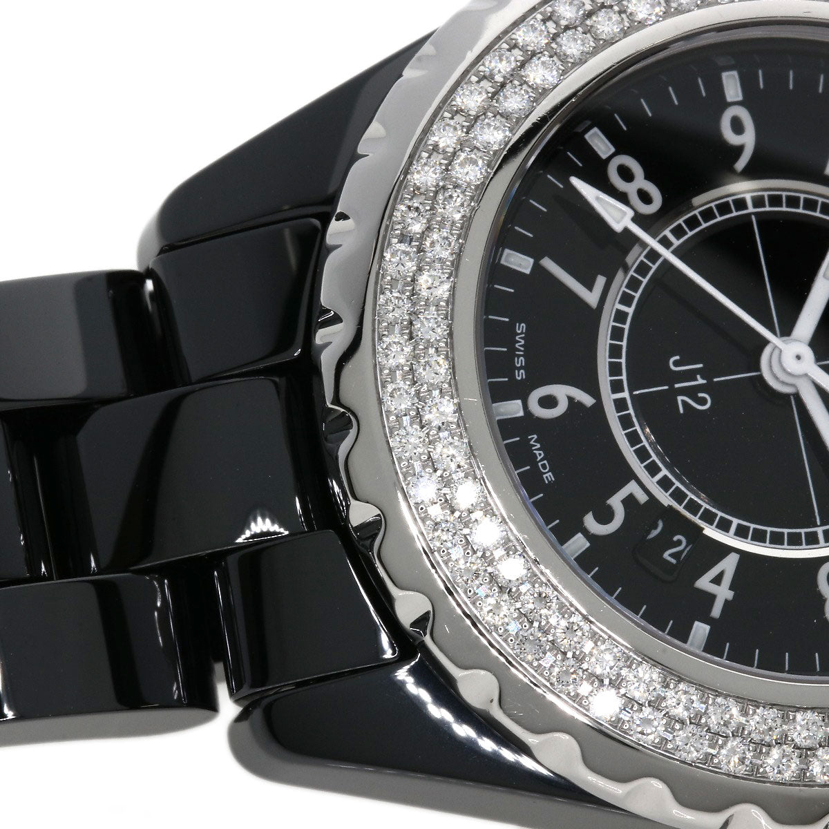 CHANEL J12 1.3" Bezel Diamond Watches H0949 Ceramic/Ceramic Ladies