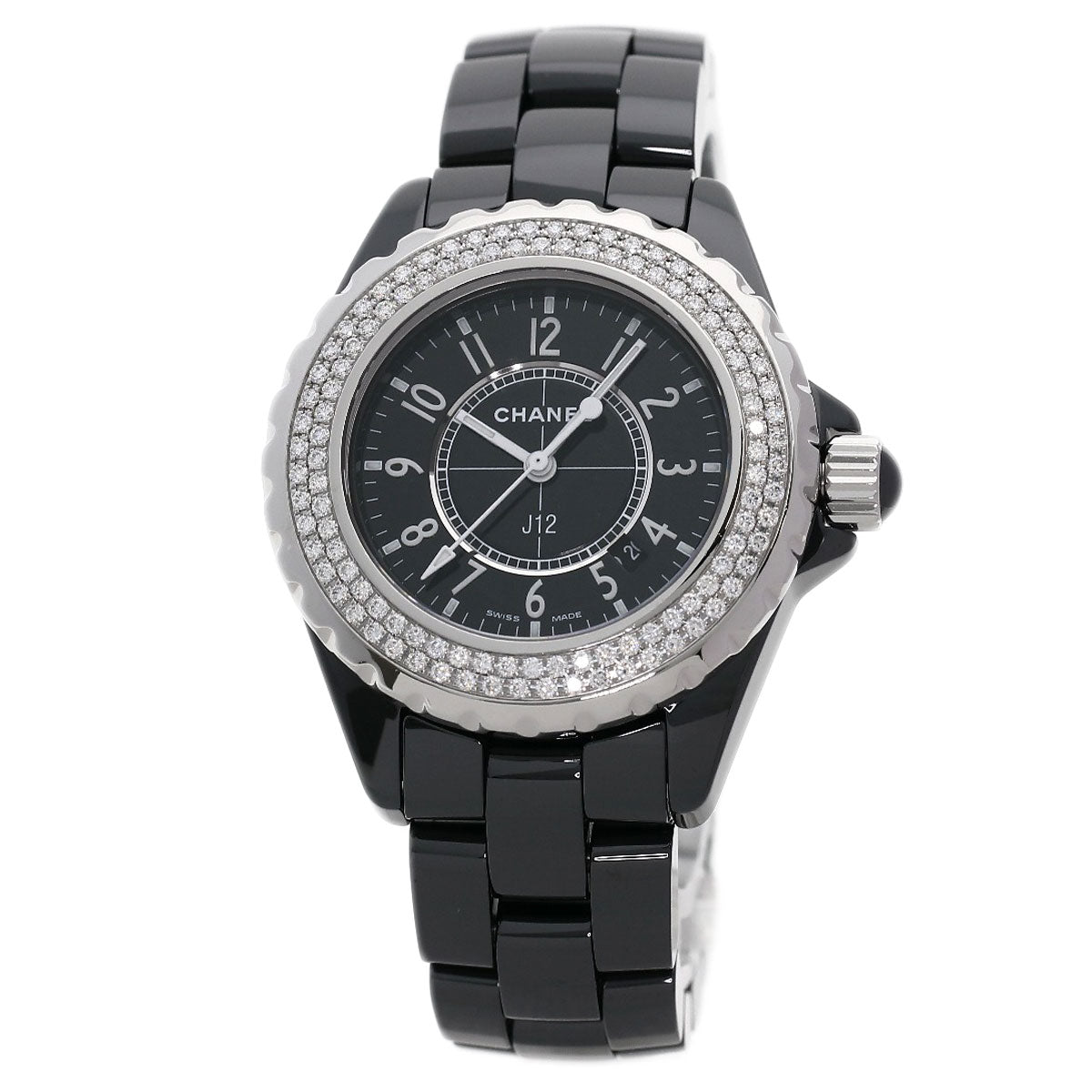 CHANEL J12 1.3" Bezel Diamond Watches H0949 Ceramic/Ceramic Ladies