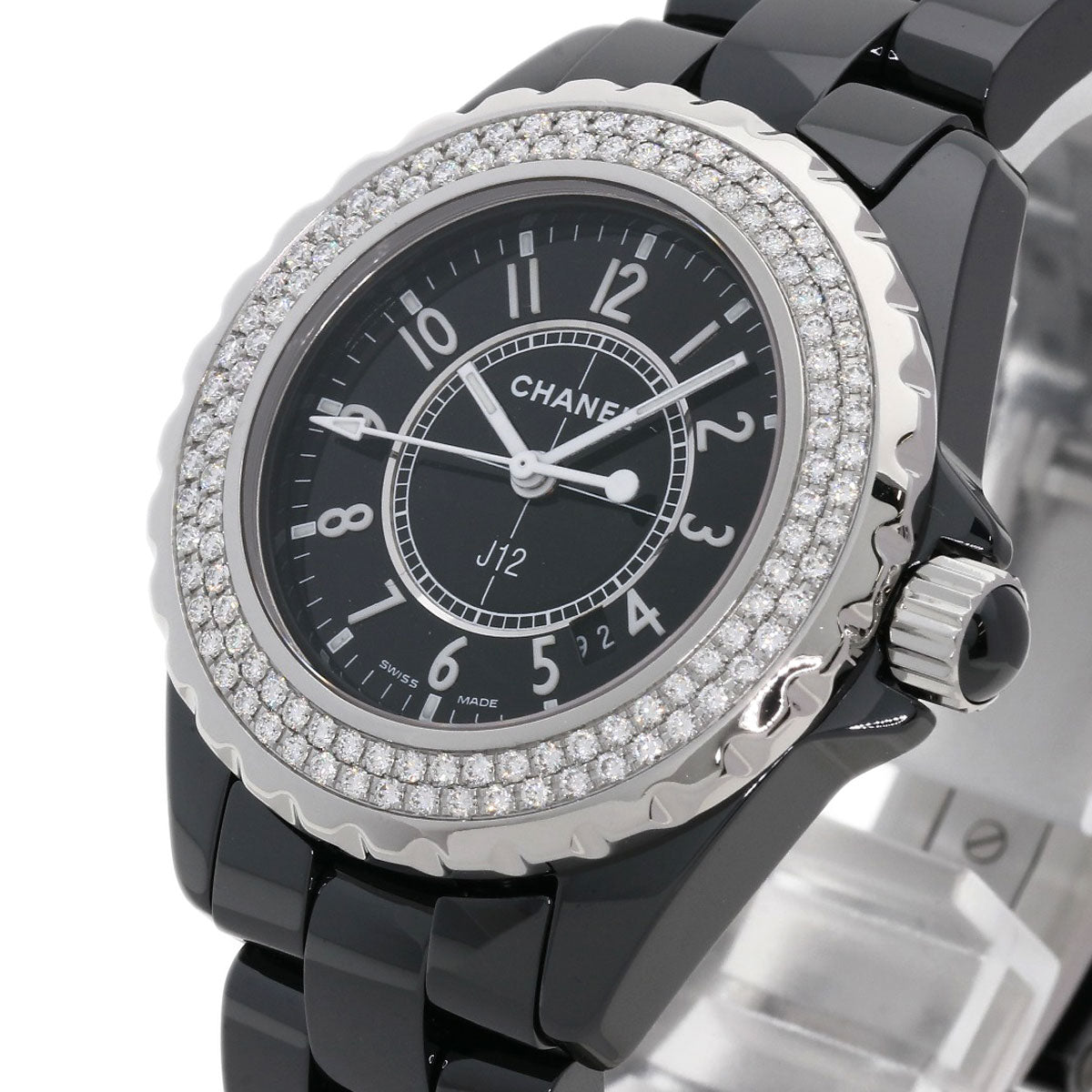 CHANEL J12 1.3" Bezel Diamond Watches H0949 Ceramic/Ceramic Ladies