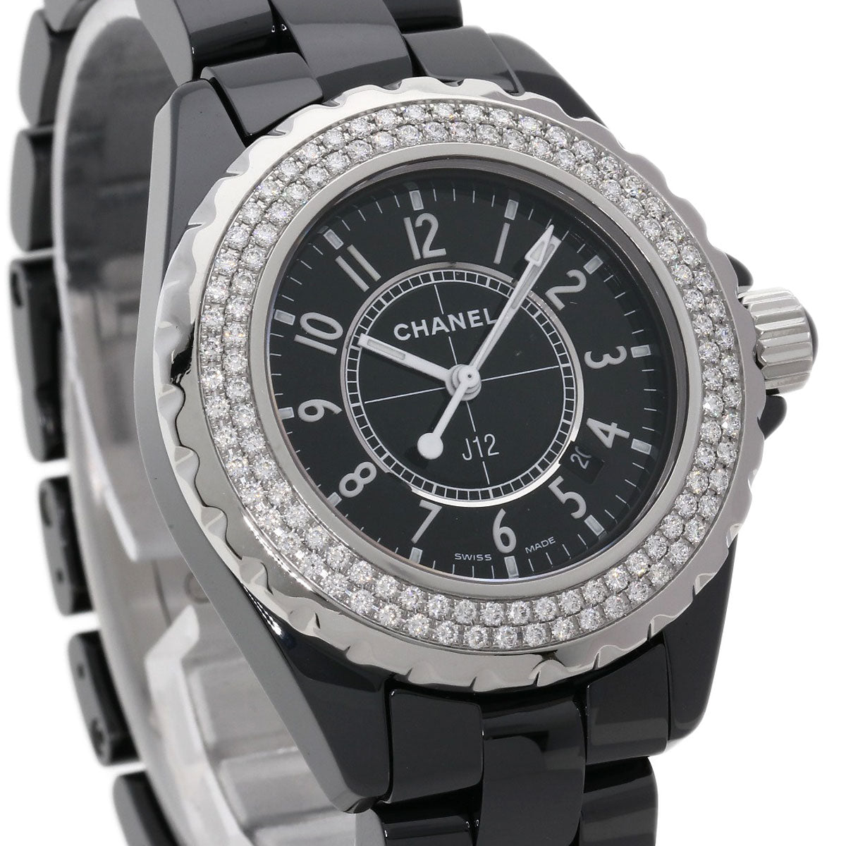 CHANEL J12 1.3" Bezel Diamond Watches H0949 Ceramic/Ceramic Ladies