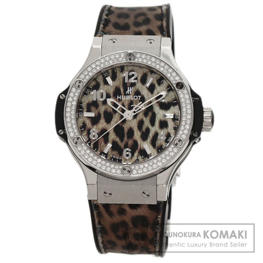 HUBLOT Big Bang Snow Leopard BezelDiamond Leopard pattern Watches  Stainless Steel/Rubber mens