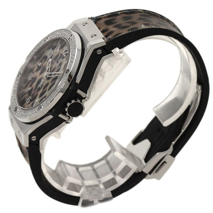 HUBLOT Big Bang Snow Leopard BezelDiamond Leopard pattern Watches  Stainless Steel/Rubber mens