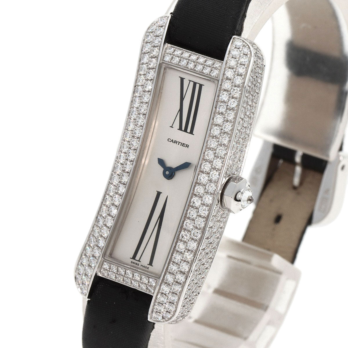 CARTIER Tank S Watches WJ300950 K18 White Gold/Leather Ladies