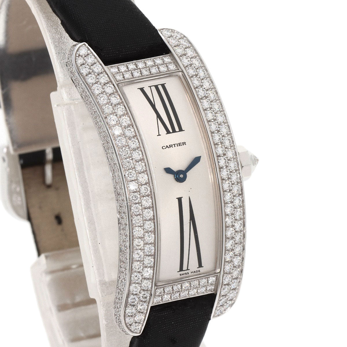 CARTIER Tank S Watches WJ300950 K18 White Gold/Leather Ladies