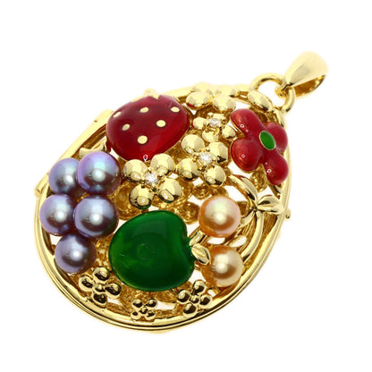 TASAKI   Pendant top Pearl Pearl Enamel K18 Yellow Gold Ladies