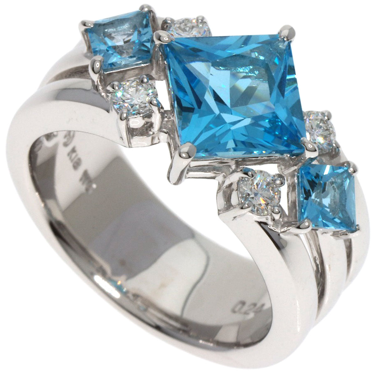 TASAKI   Ring Blue Topaz Diamond K18 White Gold Ladies