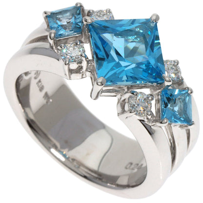 TASAKI   Ring Blue Topaz Diamond K18 White Gold Ladies