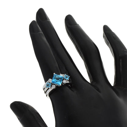 TASAKI   Ring Blue Topaz Diamond K18 White Gold Ladies