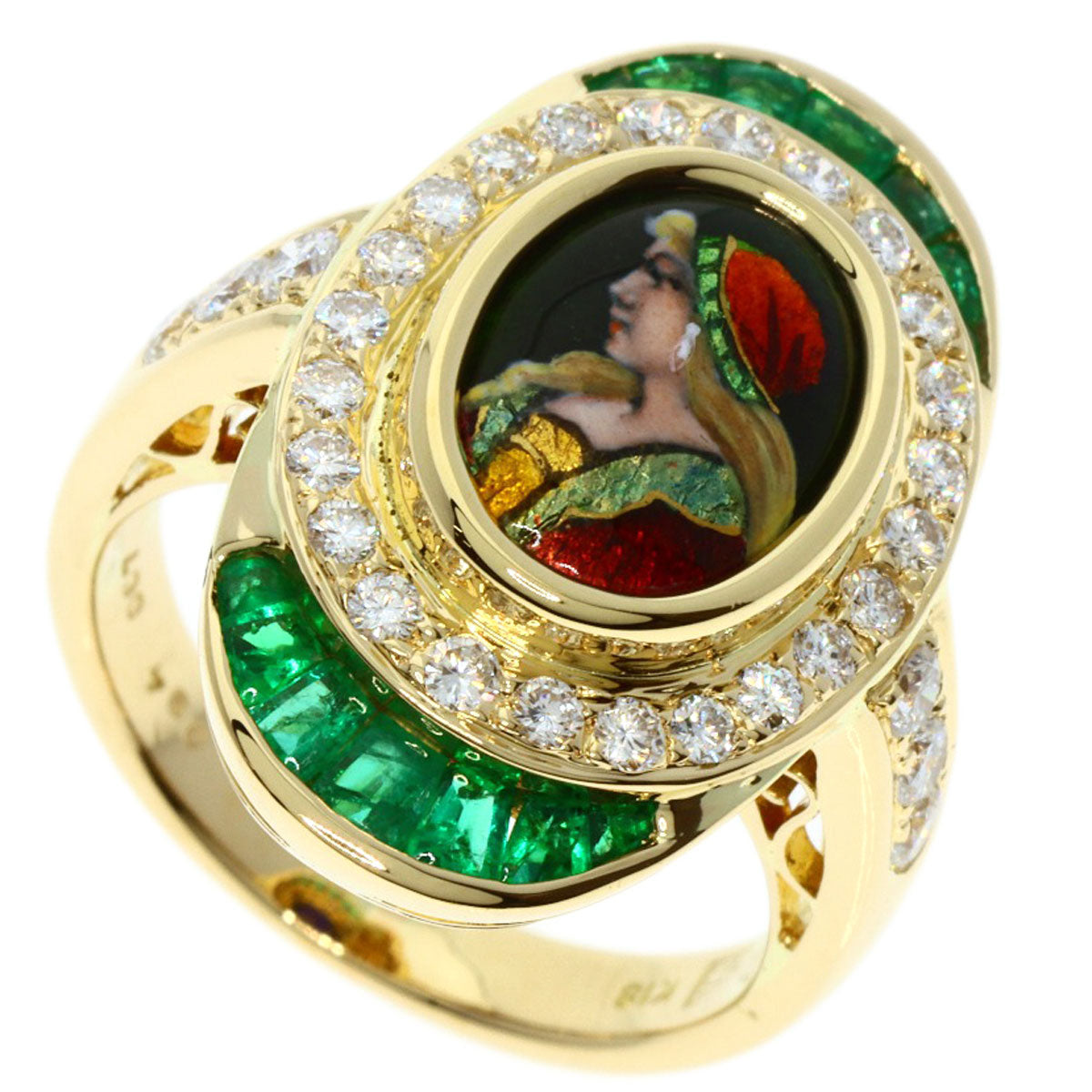 MITSUO KAJI   Ring Emerald Diamond K18 Yellow Gold Ladies